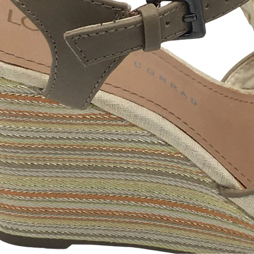 Lauren Conrad Tan Multi Color Peep Toe Platform Wedge size 7